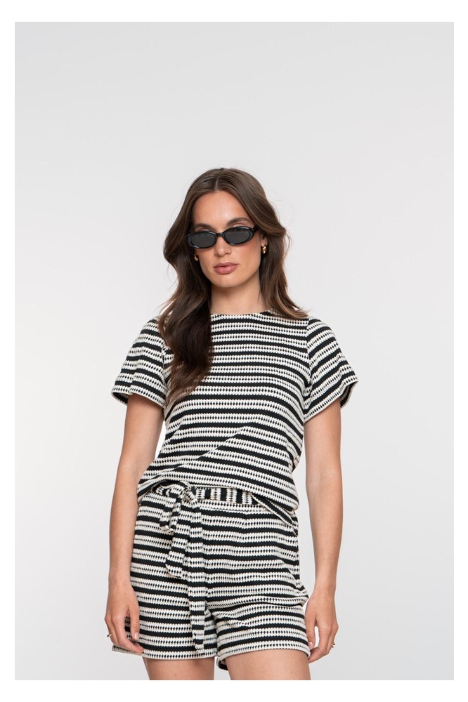 GESTRUCTUREERD T SHIRT 52420 20 Navy/White